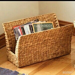 Panier porte-journaux, panier organisateur de magazines, panier de rangement en rotin, organisateur de rangement en osier, panier porte-revues, décoration intérieure - Product Image 5