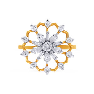 Bague de luxe plaquée or en forme de flocon de neige avec diamants de laboratoire taille marquise, ronde et baguette, pour femme - Product Image 3