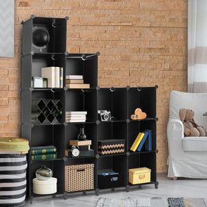 Organizzatore di Stoccaggio in Plastica a 16 Cubi con Telaio in Acciaio Antiruggine, Contenitori Cubici per Organizzazione - Product Image 5