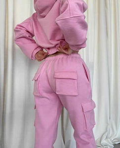 Unisex 3-Piece Cotton French Terry Breathable Casual Sports <b>Cargo</b> Sweatpants Hoodie <b>Pant</b> Set Puff Printed Streetwear Embroidery - Product Image 3