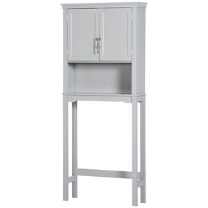 Mobile da Bagno Moderno Grigio con Doppie Ante e Ripiani Regolabili per Uso Domestico o Ospedaliero - Product Image 1