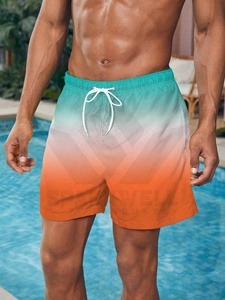 Short de bain pour homme vert dégradé à séchage rapide avec cordon de serrage, taille mi-haute, en satin, avec poches latérales - Product Image 5