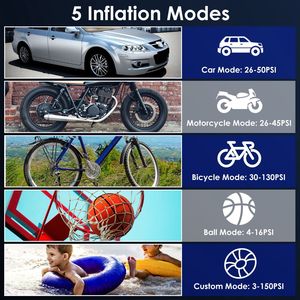Compressore d'Aria Digitale Portatile Senza Fili 150PSI, Pompa d'Aria Compatta con 5 Modalità di Gonfiaggio, 3 Modalità di Illuminazione, Compressore d'Emergenza per Pneumatici - Product Image 2