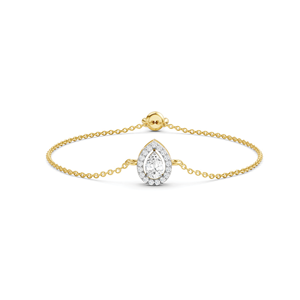 กำไลข้อมือทอง 14K ประดับเพชรทรงลูกแพร์เพาะเลี้ยงในห้องปฏิบัติการ ดีไซน์หรูหรา ชุบโรเดียม ปรับขนาดได้ เหมาะสำหรับทุกเพศ - Product Image 1