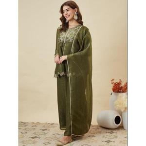 KURTI WITH PLAZZO & DUPATTO Product Details <b>Kurta</b> Fabric Crunchy <b>Silk</b> TOP LEBGTH 32 Plazzo Fabric - Product Image 1