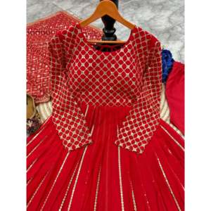 Vestidos de Noche de Diseñador, Elegante Vestido Anarkali con Pantalón y Dupatta para Fiestas - Product Image 5