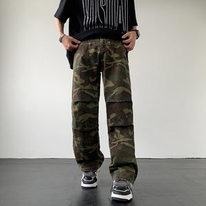 Jeans holgados de camuflaje de tiro alto para mujer, Pantalones rectos de pierna ancha con bolsillo con solapa, ajustados transpirables para chicas adolescentes - Product Image 6