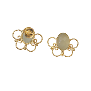 Laxmi Jewellers Women's Aqua Natural Stone Oval Gold Plated Casual Sporty <b>Stud</b> <b>Earrings</b> for Wedding - Product Image 5