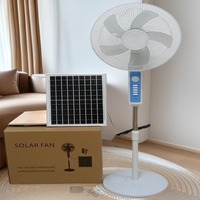 Ventilador de Piso Vertical Inalámbrico de Plástico Silencioso con 5 Aspas, 25W, 16 Pulgadas, Energía Solar, con Cable Solar de 3M, hasta 12 Horas de Duración de la Batería