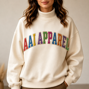 Sweat-shirt à col montant avec impression graphique personnalisée, impression en relief multicolore, pull tendance unisexe, vêtements de marque streetwear, sweat à capuche - Product Image 2