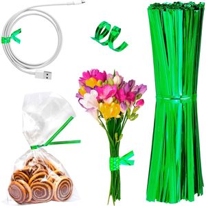Lot de 1000 attaches torsadées vertes pliables en plastique de 4 ''pour sacs attaches de câble en métal réutilisables attaches torsadées en fil métallique pour pain - Product Image 1