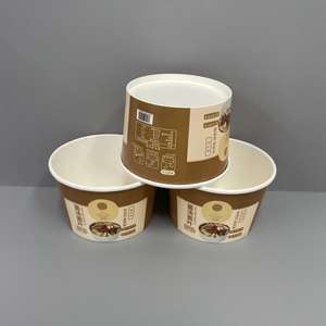 Ciotola per cibo da asporto in carta usa e getta su misura contenitore per cibo da asporto bianco bianco rosso nero ciotola di carta Kraft con coperchi - Product Image 4