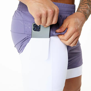 Custom Design Men Double <b>Layer</b> Gym Athletic Workout Running Training Shorts High Quality Quick Dry 2 in 1 Shorts - Product Image 2