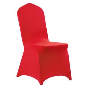 Coprisedia Elasticizzato Personalizzato in Poliestere e Spandex Rosso per Sedie Piatte da Matrimonio, Festa, Banchetto - 50 Pezzi - Product Image 1