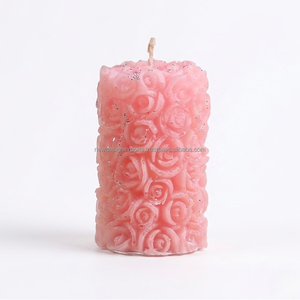 Artisanal Rose Garden Pillar – Intricate Floral Sculptural Candle for Bridal Luxury - Product Image 2
