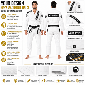 Kimono de BJJ Personalizado Unisex, Blanco, de Algodón, Transpirable, Ligero, Absorbente de Humedad, Antibacterial, Uniforme de Entrenamiento, Ropa Deportiva - Product Image 6