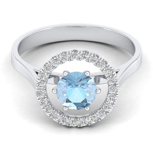 REYES Factory Price 925 Sterling Silver 0.84 Carat Aquamarine Gemstone <b>Ring</b> GRA Certified Moissanite Engagement Gift Jewelry - Product Image 1