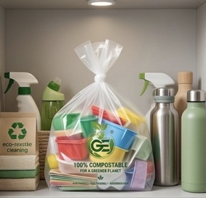 GE Compostable Side Gusset <b>Bag</b> Form PBAT Material 1 Kg White for <b>Vegetable</b> Shipping Use - Product Image 4