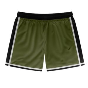 Shorts de lacrosse unisexe vert olive et noir en polyester, uniforme sportif léger, vêtements de sport performants - Product Image 2