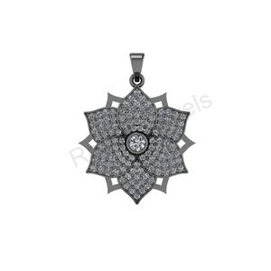 Nouvelle arrivée 925 pendentif en argent Sterling 34x26mm forme de fleur 14K plaqué or prix usine résultats de bijoux inde pour les filles - Product Image 3