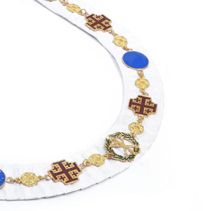 Collier maçonnique bleu personnalisé avec perles en forme de croix dorée et nœuds noirs, badge circulaire en émail, style luxueux, broche décorative en métal - Product Image 4