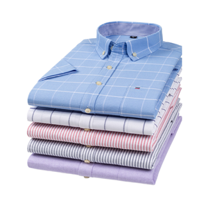 <b>Men's</b> Casual Regular Fit Button Horn Button 100% Cotton Satin Quick Dry Breathable Short Sleeve 240g Solid Pattern Summer <b>Shirt</b> - Product Image 2