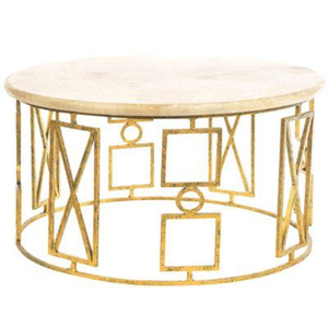 Base de Diseño Único en Metal de Alta Calidad Chapada en Oro, con Forma Redonda, para Mesas de Centro en el Hogar, Hotel o Sala de Estar - Product Image 1