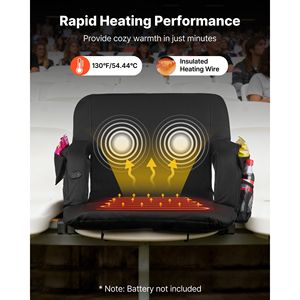 Sedile Riscaldato da Stadio da 25 Pollici con 4 Tasche, 3 Livelli di Riscaldamento, 6 Modalità di Vibrazione, Supporto Lombare a 4 Tasche, Sedia da Tribuna con 3 Livelli di Riscaldamento e 6 Modalità - Product Image 3
