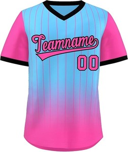 Camiseta de béisbol personalizada con cuello en V, camisetas de béisbol con rayas deportivas estilo Hip Hop, nombre y número personalizados para hombres/mujeres/jóvenes - Product Image 1