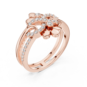 Anillo de Diamantes Cultivados en Laboratorio con Diseño Floral Doble Infinito, Oro Blanco de 18 Quilates con Baño de Rodio, Estilo Minimalista para Compromiso, Fiesta, Boda o Uso Diario - Product Image 5