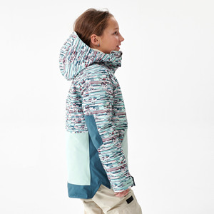 Chaqueta de Nieve Impermeable para Niñas, con Capucha, Estampado Geométrico, Cierre de Cremallera Completo, Estilo Deportivo, Corte Regular, 10,000 mm - Product Image 2