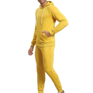 Ensemble de jogging jaune uni pour homme avec capuche |   Ensemble de survêtement en molleton couleur moutarde |   Sweat-shirt à capuche personnalisé et pantalon de jogging slim - Product Image 4