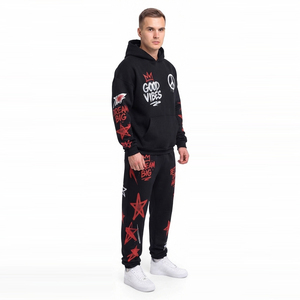 Ensemble de survêtement épais personnalisé pour homme, style streetwear, avec sweat à capuche à épaules tombantes et pantalon de jogging en molleton bouclette, couleur unie, pour l'hiver - Product Image 3