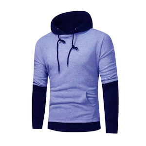 Sweat à capuche décontracté pour homme grande taille en polyester et coton tissé, motif uni bicolore - Product Image 1