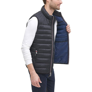 Zipro Industries Z-I-351 <b>Men's</b> <b>Black</b> Stand Collar Puffer <b>Vest</b> Zipper Closure Windproof Casual Winter Solid Color Thick Polyester - Product Image 2