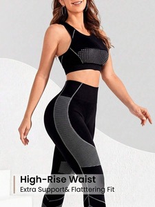 Vêtements de sport personnalisés pour femmes, doux, à séchage rapide, extensibles dans les quatre sens, ensemble deux pièces taille haute - Product Image 5