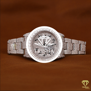 Reloj de Lujo con Diamantes Moissanite, Diseño de Caja Redonda Premium y Diamantes Brillantes Engastados a Mano - Product Image 1