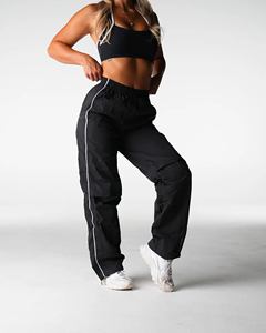 New Arrival Custom Autumn Women's Waterproof Windbreaker Printed Rhinestone Full Length Collar Jacket Pants Tracksuit <b>Zip</b> Nylon - Product Image 6