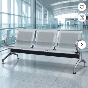 Three Seater Stainless Steel Office <b>Sofa</b> Waiting <b>Bench</b> with Armrests for Reception Lobby Airport Hospital Seating - Product Image 4