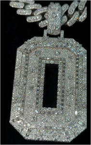 Collar con Colgante de Plata de Ley S925 de Alta Calidad Personalizado con Diamantes de Moissanita VVS, Número del 0 al 9, para Hombre - Product Image 3