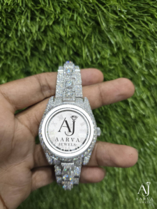 Aarva Jewels Luxury Stainless Steel Quartz Movement Hip Hop Iced Out Analog Watch Full Diamond Style Mineral <b>Glass</b> - Product Image 4