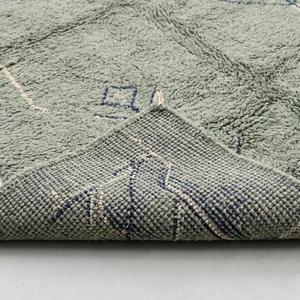 Tapis de luxe vert sauge noué à la main en laine, motif floral, poils plats, style marocain, tapis classique à franges MIRZAPUR ART PALACE - Product Image 6