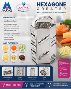 Râpe à fromage multifonctionnelle en acier inoxydable à 4 côtés avec poignée ergonomique pour légumes et fruits - Product Image 3