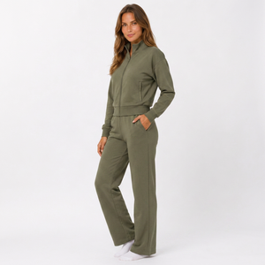 Conjunto deportivo personalizado para mujer, de forro polar grueso, con estampado en relieve, para marcas de ropa urbana estadounidenses, venta al por mayor. - Product Image 5