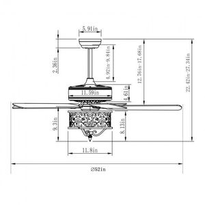 Ventilatore da soffitto retrò leggero da 52 pollici con pale reversibili - Product Image 2