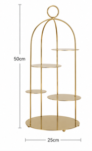 Elegant Gold Oval 3 <b>Tier</b> <b>Cake</b> Stand Dessert Display Stand with Round Glass Plates for Wedding Party Buffet Food Presentation Lux - Product Image 6