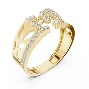 Anillo de boda de lujo para hombre con diamantes geométricos calados, de oro macizo de 14K, con diamantes cultivados en laboratorio de corte redondo, venta al por mayor - Product Image 3