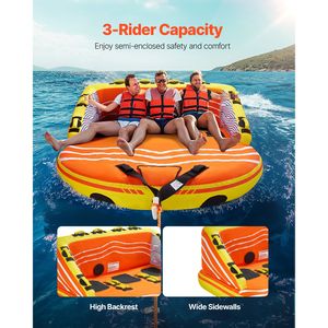 Tubo Gonfiabile Trainabile in PVC e Vinile per 1-3 Persone, Capacità 510 lbs, per Sport Acquatici e Attività in Barca - Product Image 2