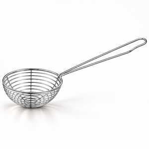 Cuillère écumoire en acier inoxydable à long manche, passoire à mailles pour pâtes, friture et fondue - Product Image 2