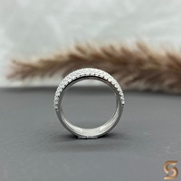 Herren Moissanit Diamantring 925 Sterling Silber Pavé Breiter Bandring Iced Out Hochzeits-Ewigkeitsring Hip-Hop Schmuck